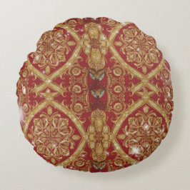 Mara Trumpet Glory Golden Red Ornate Sofa Rundes Kissen