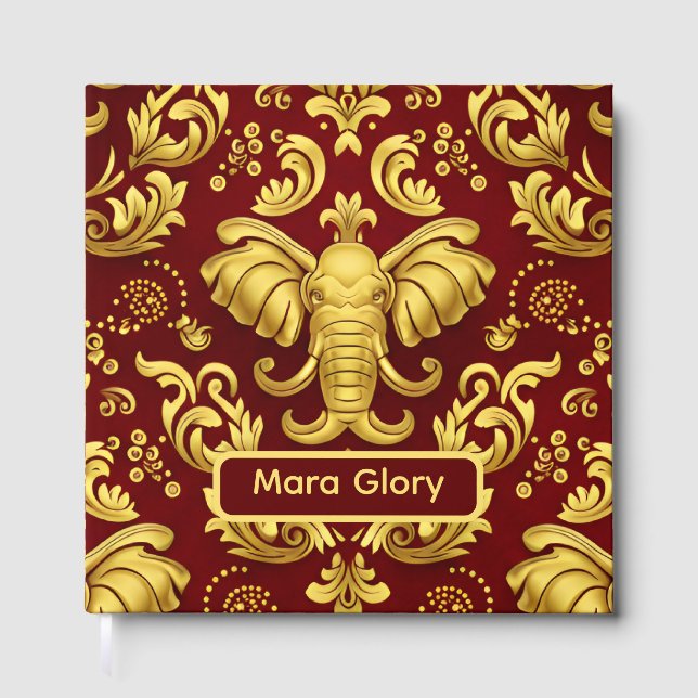 Mara Trumpeting Glory: Crimson & Gold Regal Elepha Gästebuch (Vorderseite)
