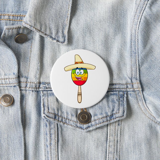 Maraca mit Sombrero Buntes Fest Button (Von Creator hochgeladen)