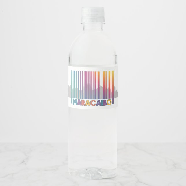 Maracaibo City Barcode Art Latin Pride Wasserflaschenetikett (Vorderseite)