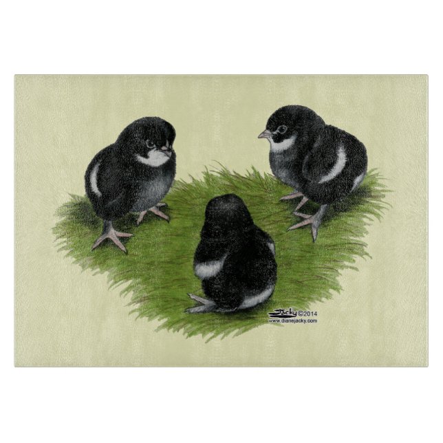 Marans Schwarz Kupfer Küken Schneidebrett (Vorderseite)
