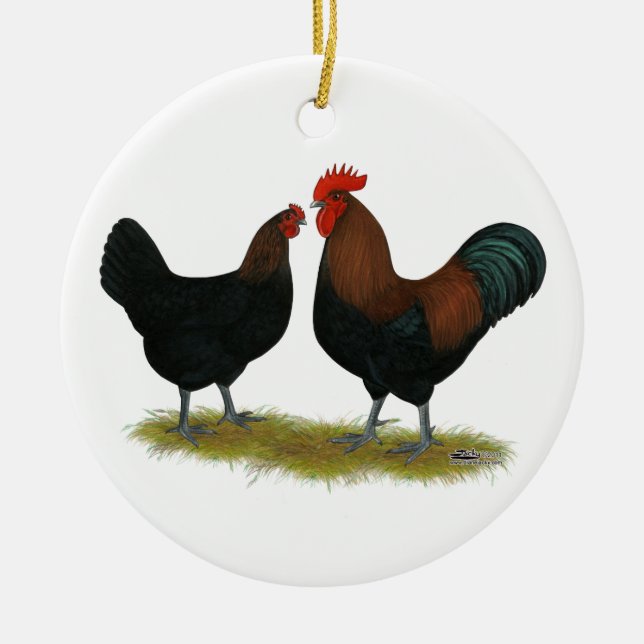 Marans schwarzes Kupfer Keramik Ornament (Vorne)
