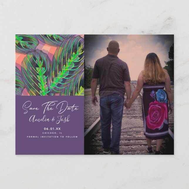Maranta Pflanze Leaf Save the Date Foto Postcard Postkarte (Vorderseite)