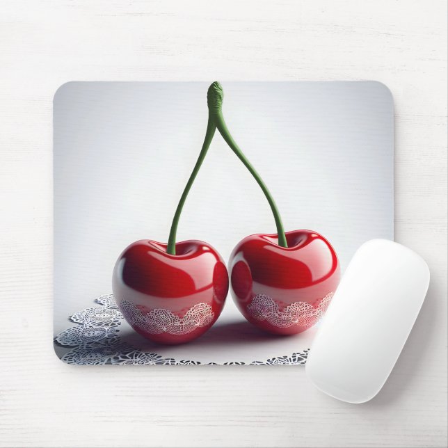 Maraschino Cherries on Lace Mousepad (Mit Mouse)