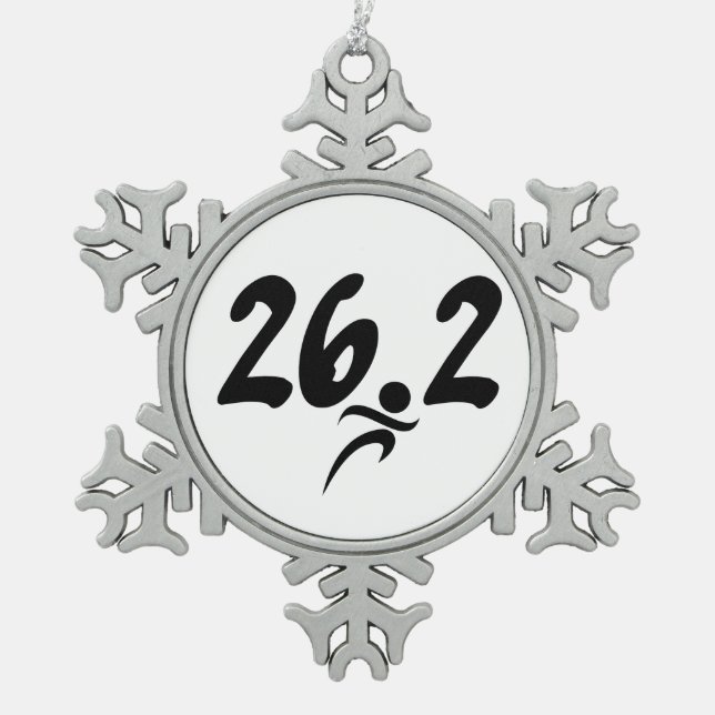 Marathon 26,2 schneeflocken Zinn-Ornament (Vorderseite)