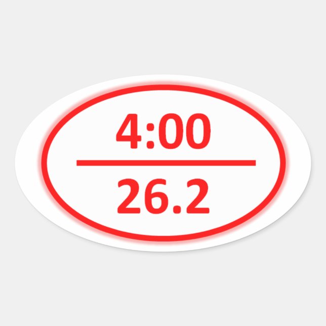 Marathon-Aufkleber unter 4 Stunden Ovaler Aufkleber (Vorderseite)