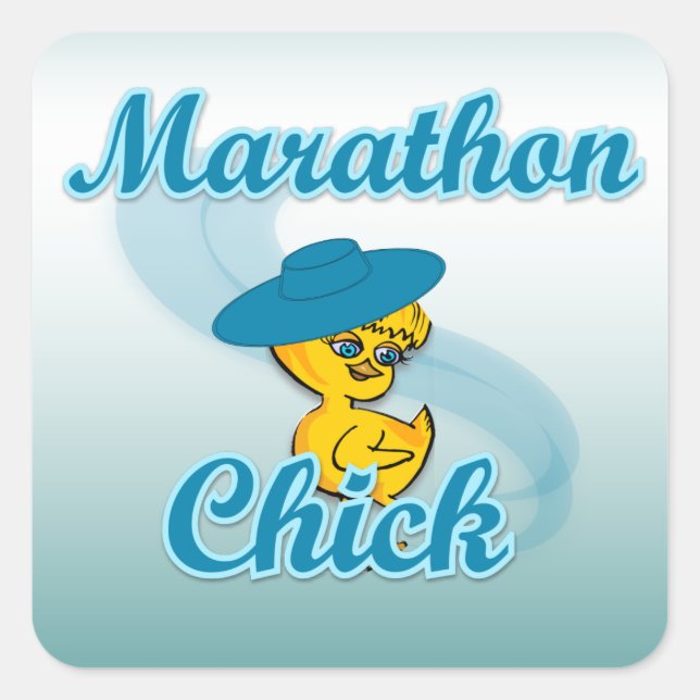 Marathon Chick #3 Quadratischer Aufkleber (Vorderseite)