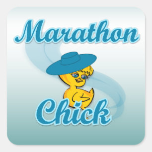 Marathon Chick #3 Quadratischer Aufkleber
