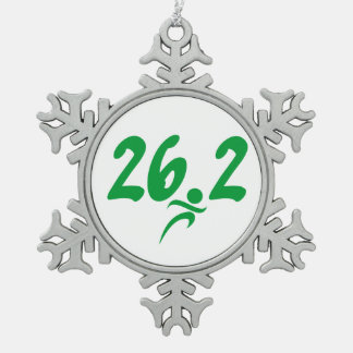 Marathon des Grüns 26,2 Schneeflocken Zinn-Ornament