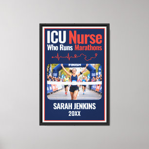 Marathon-Foto-Leinwand ICU-Krankenschwester Finish Leinwanddruck