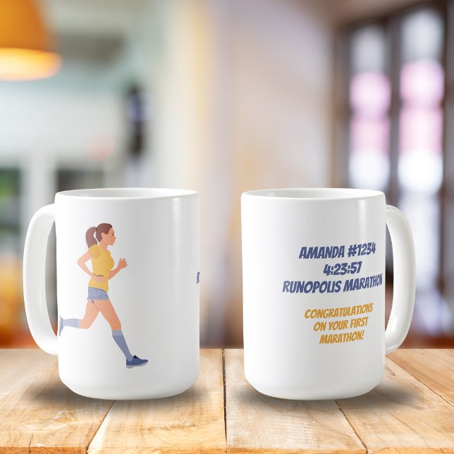 Marathon Frauen Name Zeit und Ort Personalisiert Kaffeetasse (Von Creator hochgeladen)