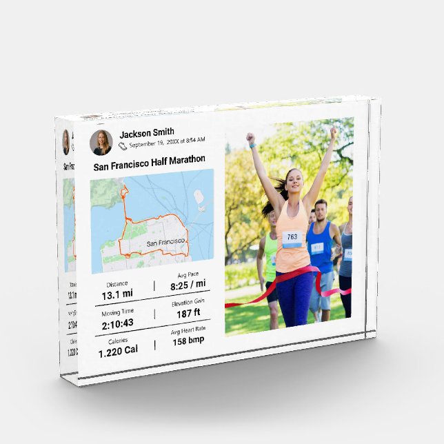 Marathon | Halbmarathon Bestes Foto-Geschenk Fotoblock (Links)