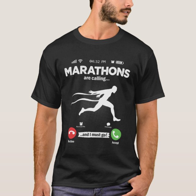 Marathon Is Calling I Must Go Jogging Hobby Marath T-Shirt (Vorderseite)