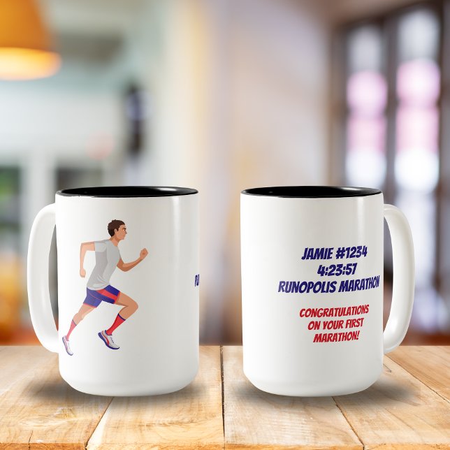 Marathon Name Zeit und Standort Mann Personalisier Kaffeetasse (Von Creator hochgeladen)