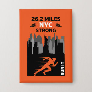 Marathon Runner New York 26,2 Button