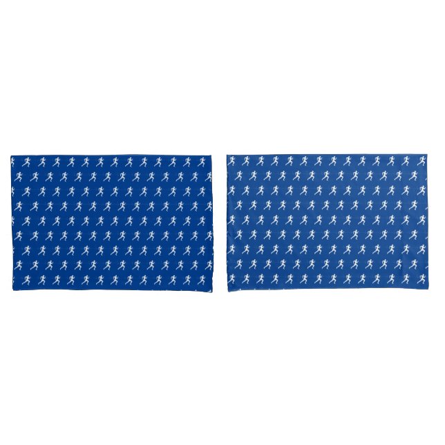 Marathon Runners on Blue Kissenbezug (Vorderseite-Set)