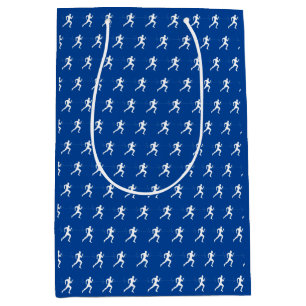 Marathon Runners on Blue Mittlere Geschenktüte