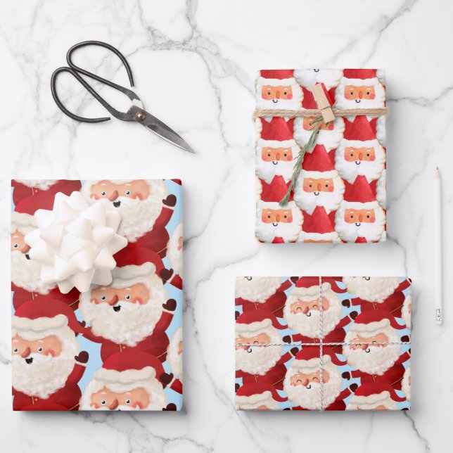 Marathon Santas Funny Active Sport Fett Weihnachte Geschenkpapier Set (Vorderseite)