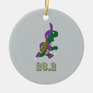 Marathon-Schildkrötenläufer in Lila Keramik Ornament