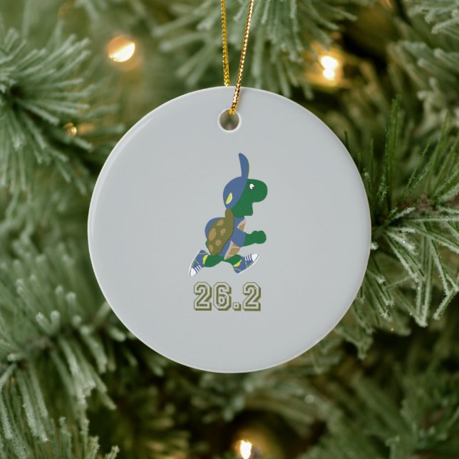 Marathon Turtle Runner in Blue Keramik Ornament (Baum)