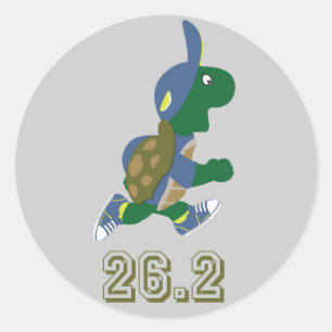 Marathon Turtle Runner in Blue Runder Aufkleber