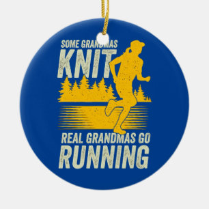 Marathonlaufende Oma Großmutter  Keramik Ornament
