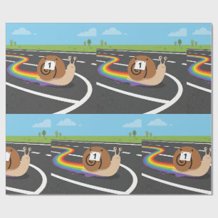 Marathonläufer Schnecke Süße Regenbogen-Spur Geschenkpapier