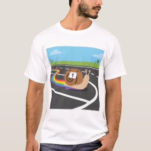 Marathonläufer Schnecke Süße Regenbogen Spur T-Shirt