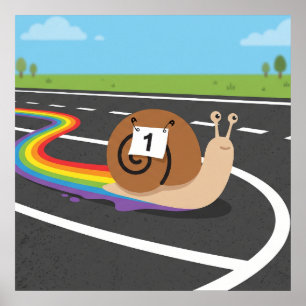 Marathonläufer Schnecke Süße Regenbogenstrecke Poster