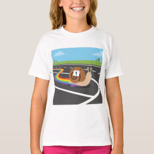 Marathonläufer Schnecke Süße Regenbogenstrecke T-Shirt