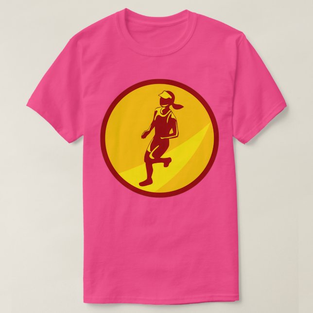Marathonläuferin Circle Retro T-Shirt (Design vorne)