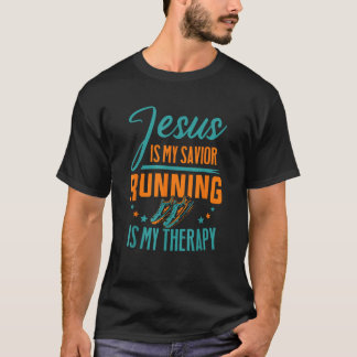 Marathonläuferin Jesus ist mein Erretter, der läuf T-Shirt