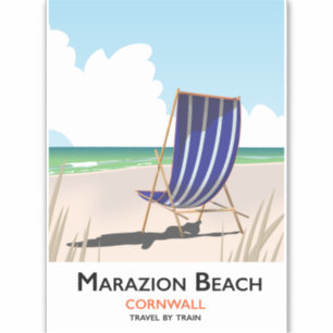 Marazion Beach Cornwall Strand Reiseplakat Aufkleber