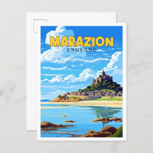 Marazion England Vintage Reise Illustration Postkarte