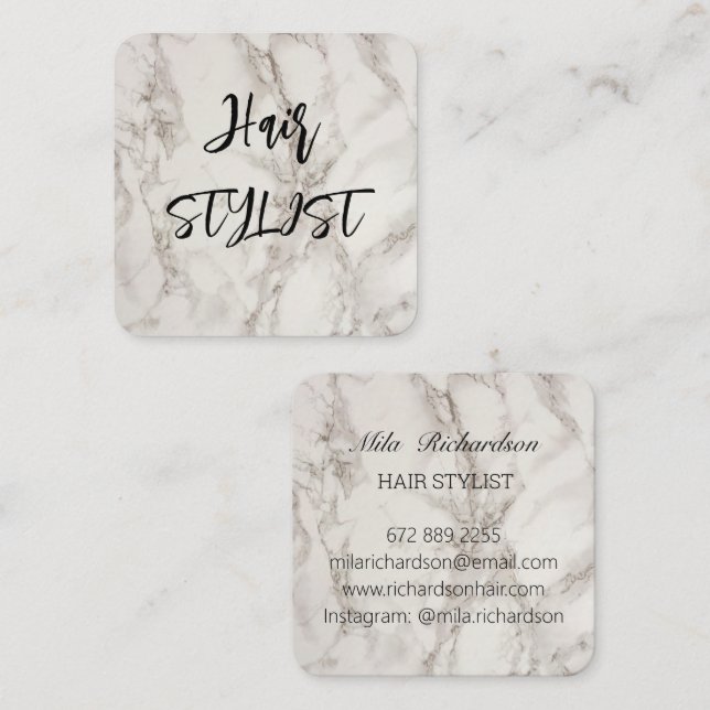 Marbel elegante, moderne, quadratische Visitenkart Quadratische Visitenkarte (Vorne/Hinten)
