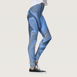 Marbelflüssigkeit Blau Navy Muster Leggings