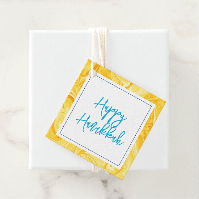 Marbelized Paint Art Holiday Happy Hanukkah Geschenkanhänger (Beispiel)