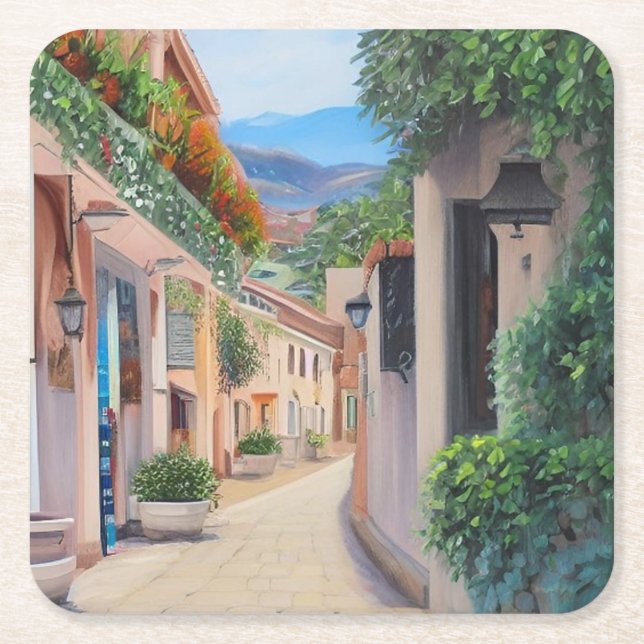 Marbella Altstadt Rechteckiger Pappuntersetzer (Vorderseite)