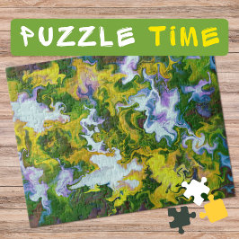 Marbella Art April grün, weiß gelb - schwer Puzzle