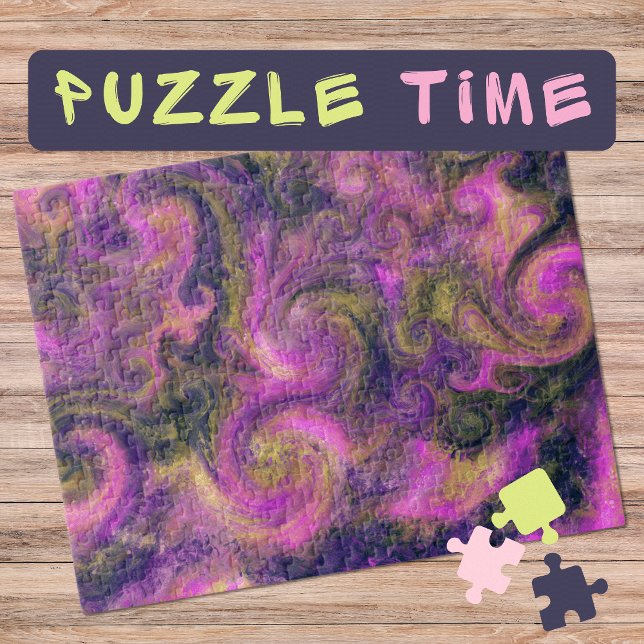 Marbella Art August Rosa grüne Wirbel - schwer Puzzle (Von Creator hochgeladen)