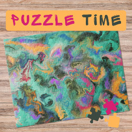 Marbella Art März Orange Türkis Rosa - Puzzle