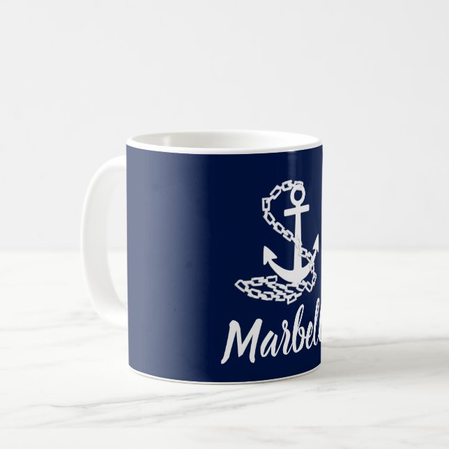 Marbella - Blau-Weiß-Tasse im maritimen Stil Kaffeetasse (Vorderseite Links)