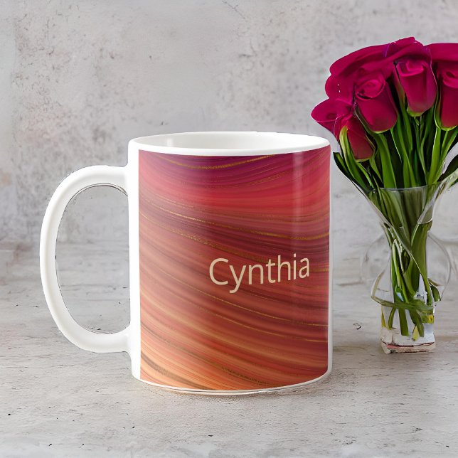 Marbella Earth Strata, rot Lila und Gold Monogram Kaffeetasse (Von Creator hochgeladen)