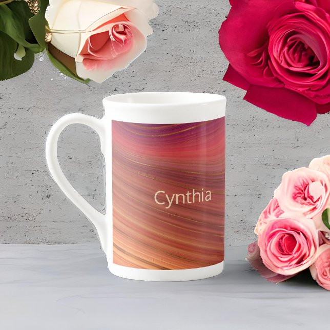 Marbella Earth Strata, rot Lila und Gold Monogram Prozellantasse (Von Creator hochgeladen)