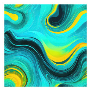 "Marbella" Gelbe Wirbel Waves Fotodruck