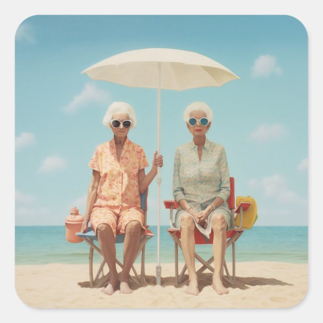 Marbella Ladys Quadratischer Aufkleber (Vorderseite)