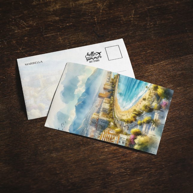 Marbella Spain Wasserfarbe Postcard Einladung (Von Creator hochgeladen)