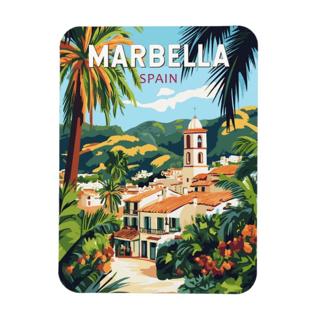 Marbella Spanien Illustration Reisen Vintag Magnet (Vertikal)