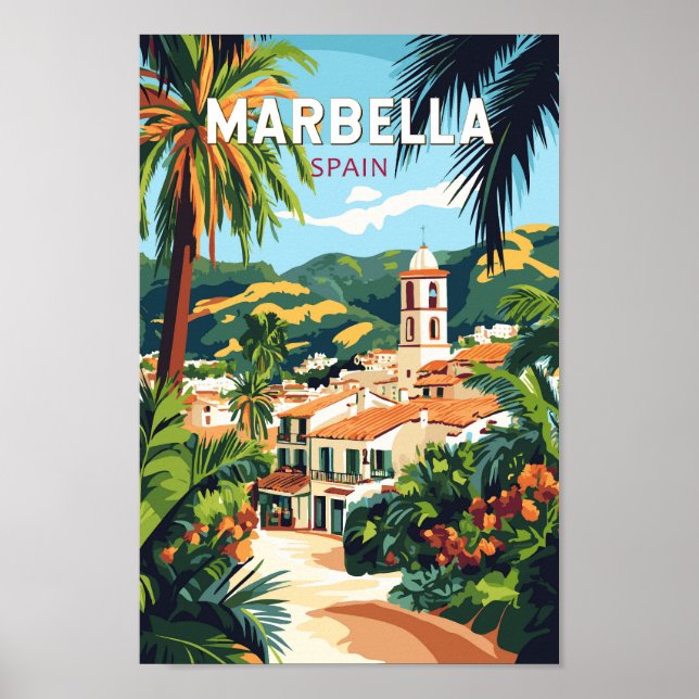 Marbella Spanien Illustration Reisen Vintag Poster (Vorne)