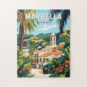 Marbella Spanien Illustration Reisen Vintag Puzzle